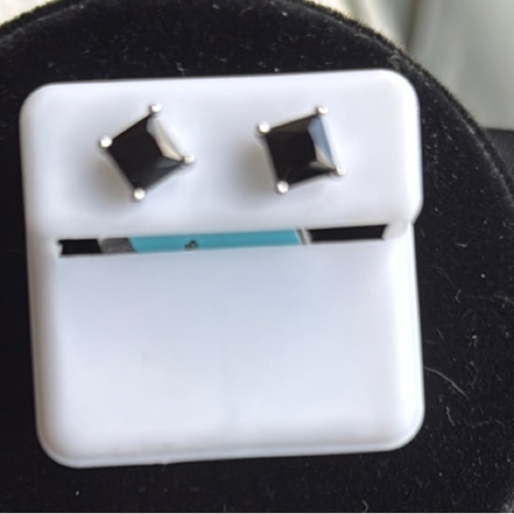 Elegant Black Onyx Square Stud Earrings